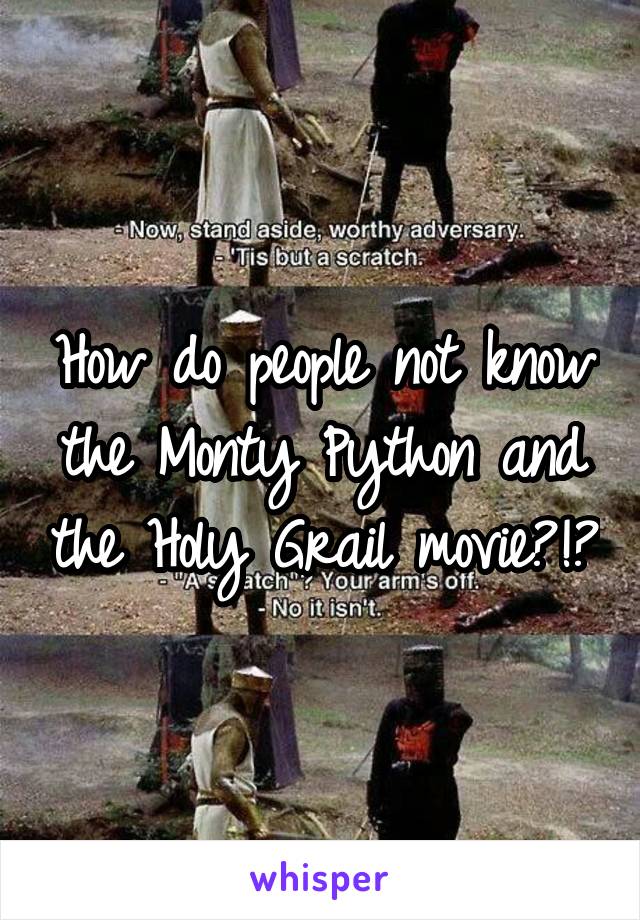 How do people not know the Monty Python and the Holy Grail movie?!?