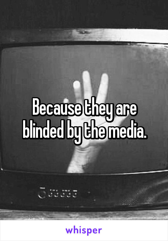 Because they are blinded by the media.