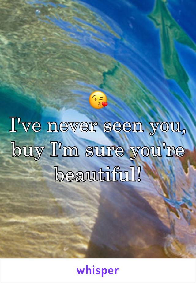 😘
I've never seen you, buy I'm sure you're beautiful!