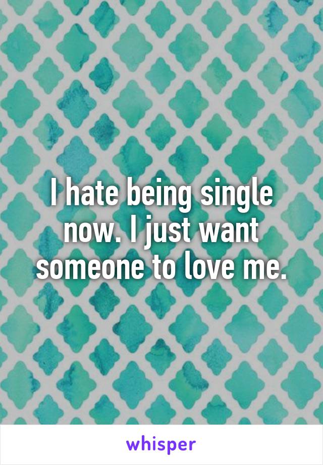 I hate being single now. I just want someone to love me.