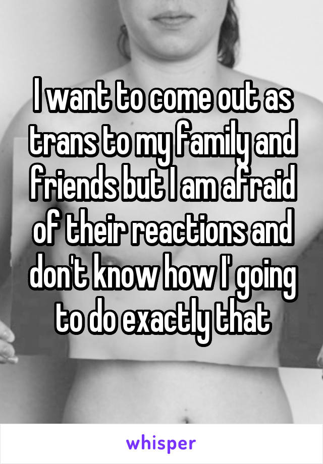 I want to come out as trans to my family and friends but I am afraid of their reactions and don't know how I' going to do exactly that
