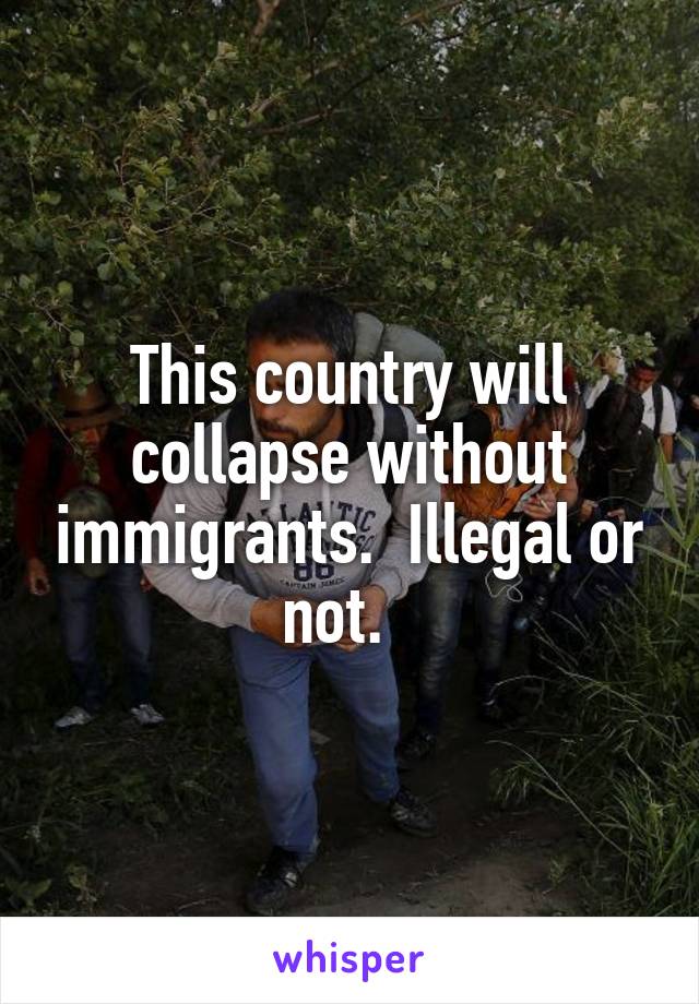 This country will collapse without immigrants.  Illegal or not.  