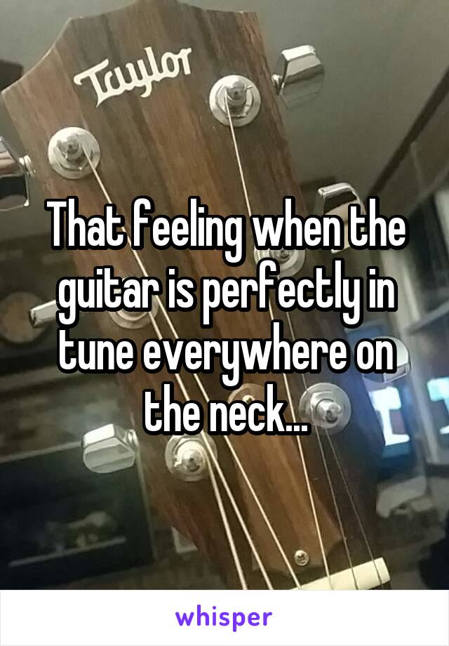 That feeling when the guitar is perfectly in tune everywhere on the neck...