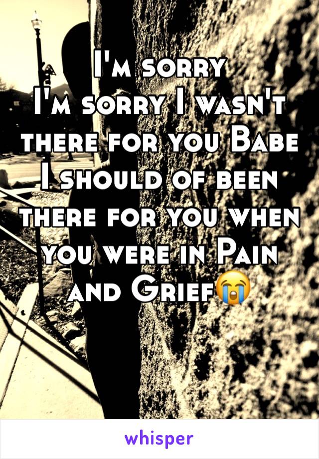 I'm sorry 
I'm sorry I wasn't there for you Babe
I should of been there for you when you were in Pain and Grief😭