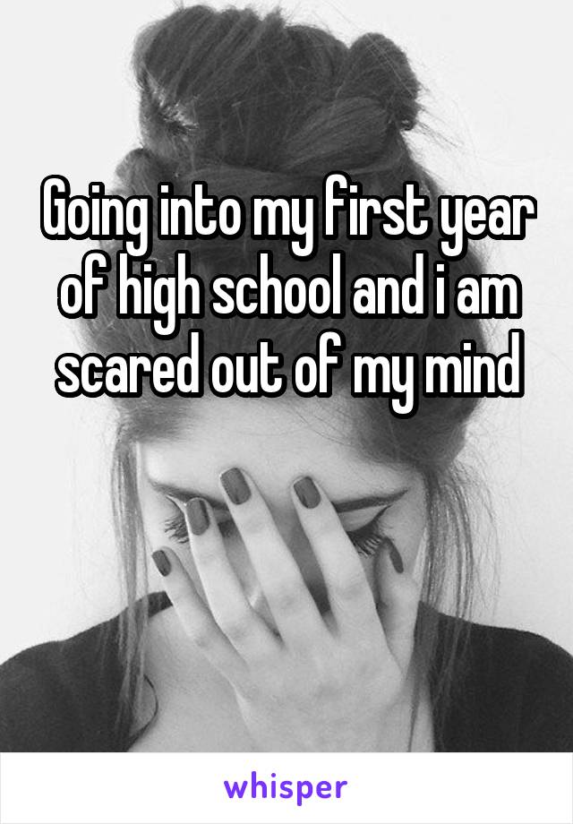 Going into my first year of high school and i am scared out of my mind


