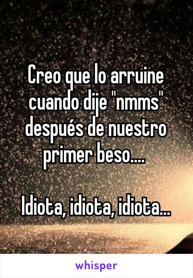 Creo que lo arruine cuando dije "nmms" después de nuestro primer beso.... 

Idiota, idiota, idiota...