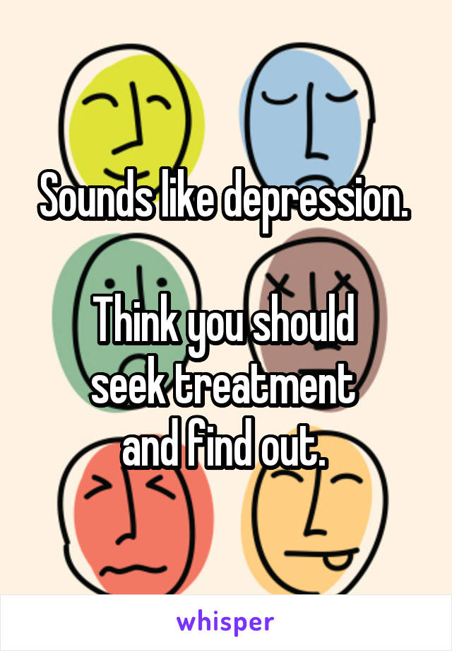 Sounds like depression. 

Think you should 
seek treatment 
and find out. 