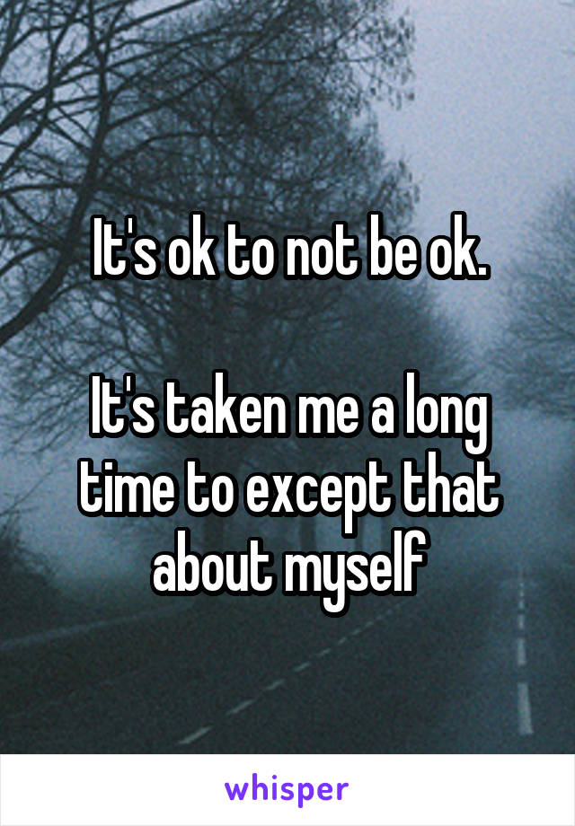 It's ok to not be ok.

It's taken me a long time to except that about myself