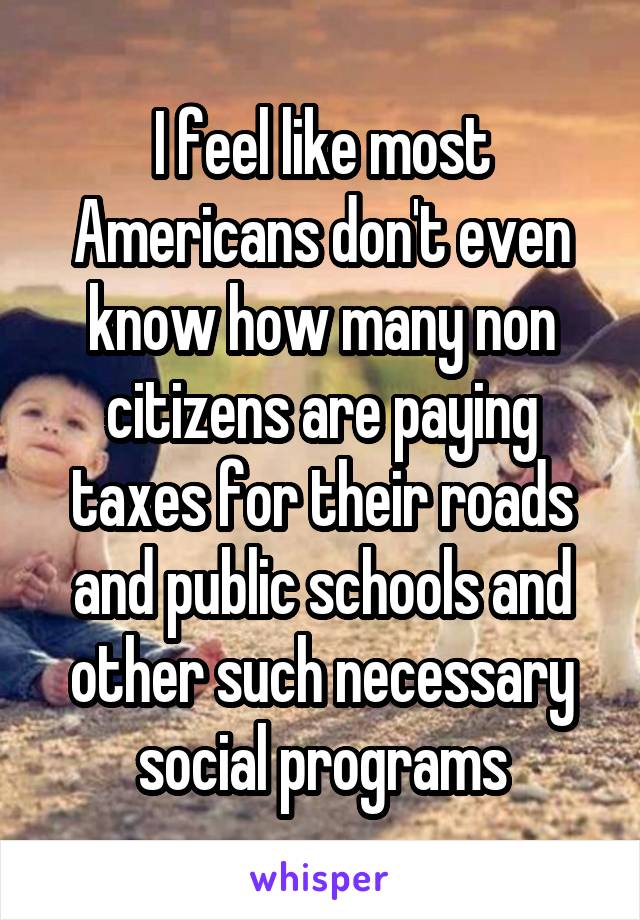 I feel like most Americans don't even know how many non citizens are paying taxes for their roads and public schools and other such necessary social programs