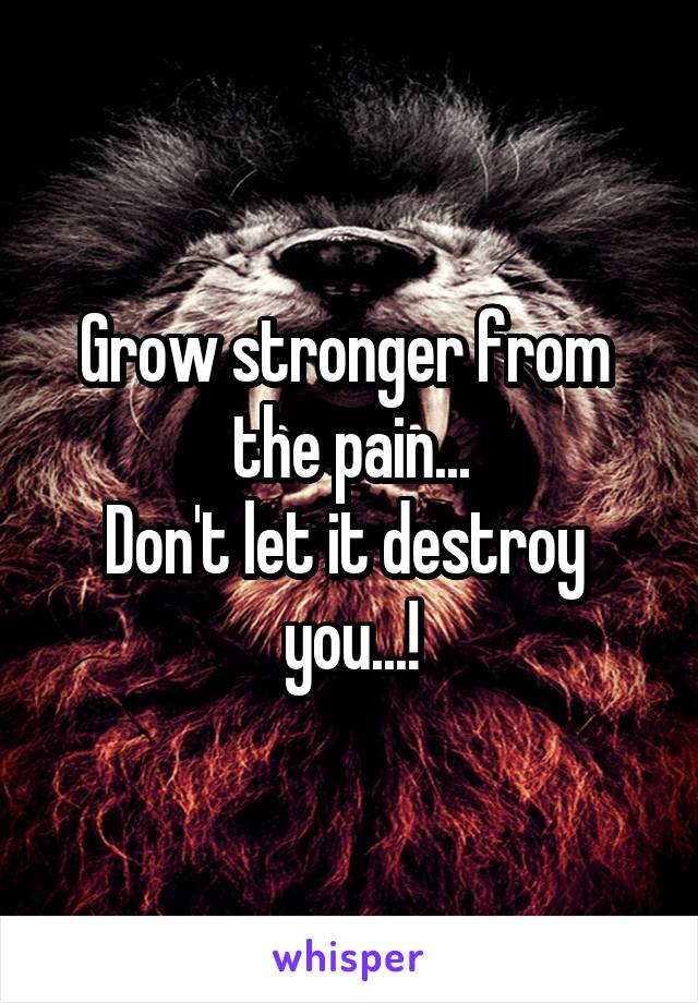 Grow stronger from 
the pain...
Don't let it destroy 
you...!