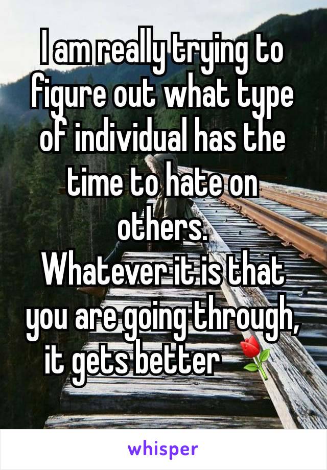 I am really trying to figure out what type of individual has the time to hate on others.
Whatever it is that you are going through, it gets better ⚘