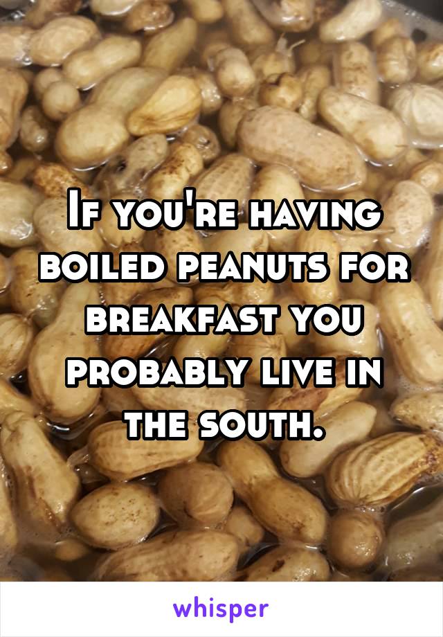 If you're having boiled peanuts for breakfast you probably live in the south.