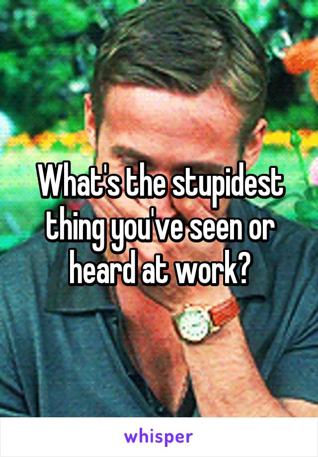 What's the stupidest thing you've seen or heard at work?