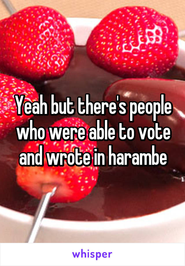 Yeah but there's people who were able to vote and wrote in harambe