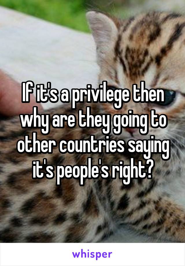 If it's a privilege then why are they going to other countries saying it's people's right?