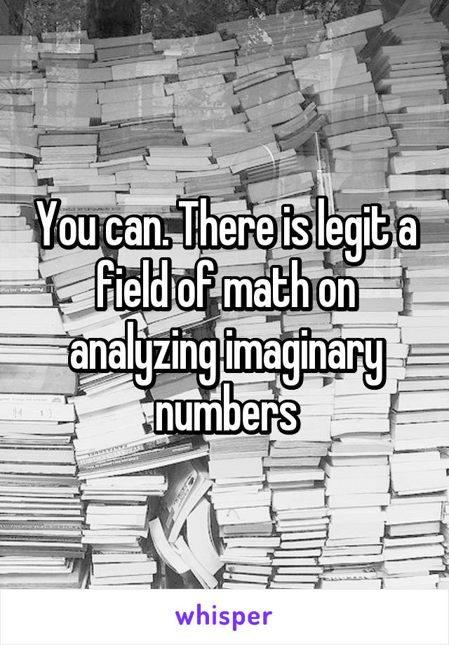 You can. There is legit a field of math on analyzing imaginary numbers