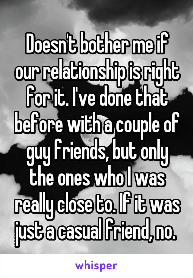 Doesn't bother me if our relationship is right for it. I've done that before with a couple of guy friends, but only the ones who I was really close to. If it was just a casual friend, no. 