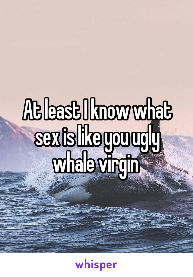 At least I know what sex is like you ugly whale virgin 