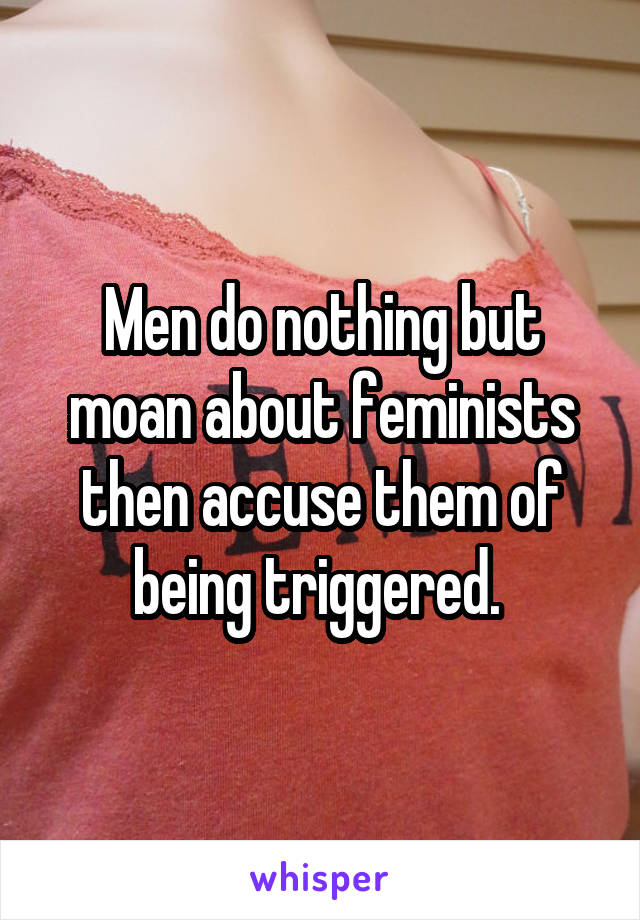 Men do nothing but moan about feminists then accuse them of being triggered. 