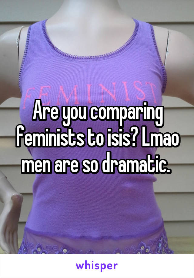 Are you comparing feminists to isis? Lmao men are so dramatic. 