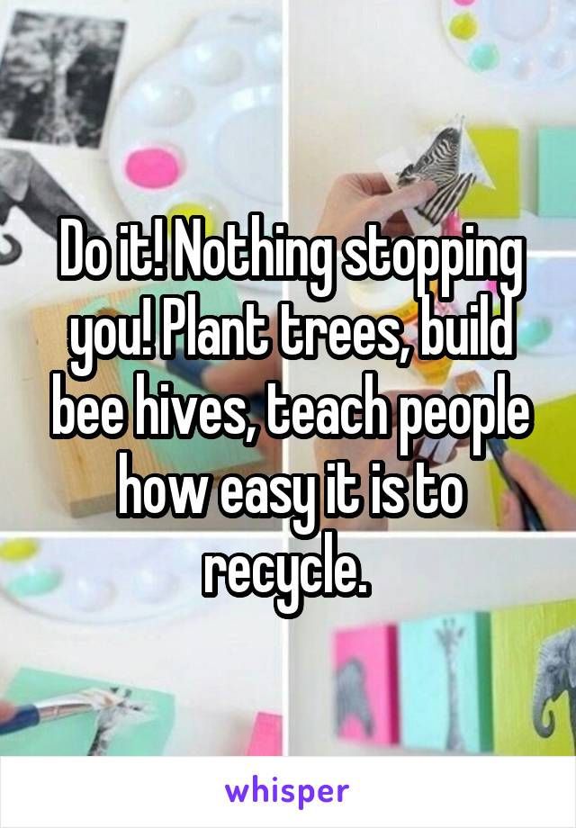 Do it! Nothing stopping you! Plant trees, build bee hives, teach people how easy it is to recycle. 