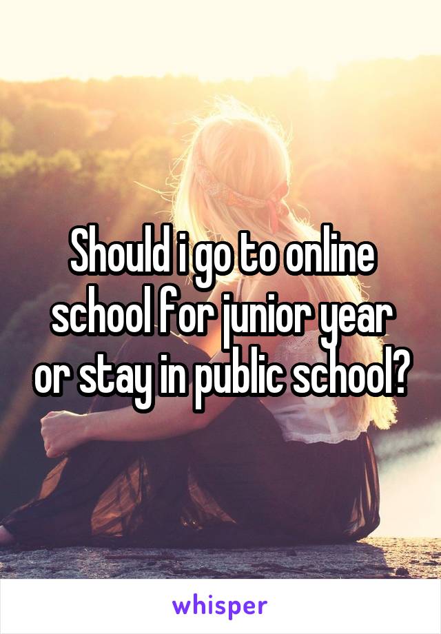 Should i go to online school for junior year or stay in public school?