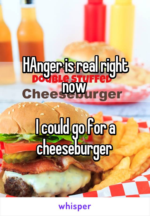 HAnger is real right now 

I could go for a cheeseburger 
