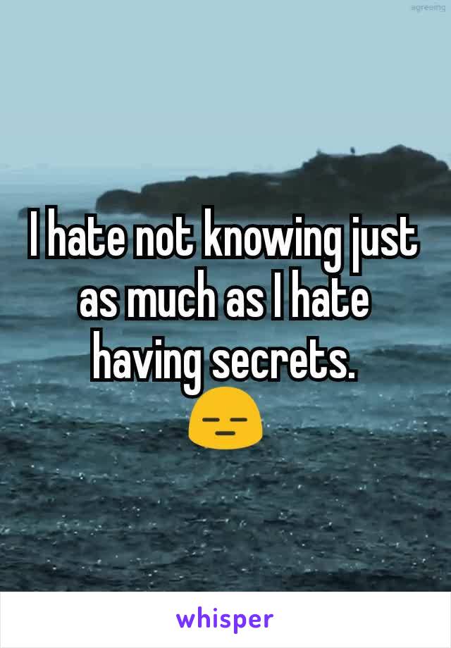 I hate not knowing just as much as I hate having secrets.
😑
