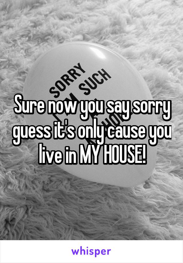 Sure now you say sorry guess it's only cause you live in MY HOUSE!