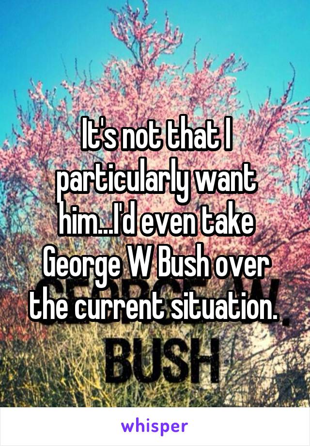 It's not that I particularly want him...I'd even take George W Bush over the current situation. 