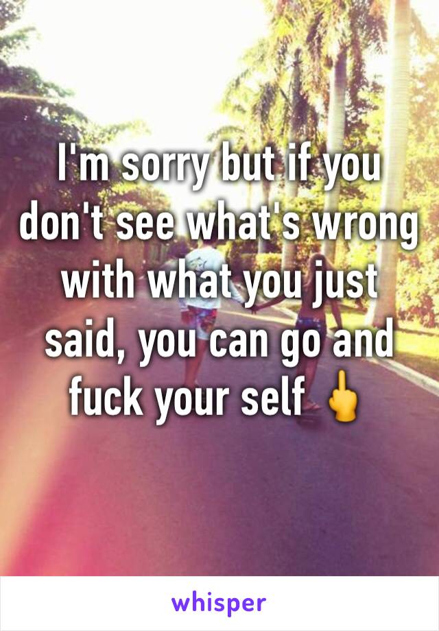 I'm sorry but if you don't see what's wrong with what you just said, you can go and fuck your self 🖕