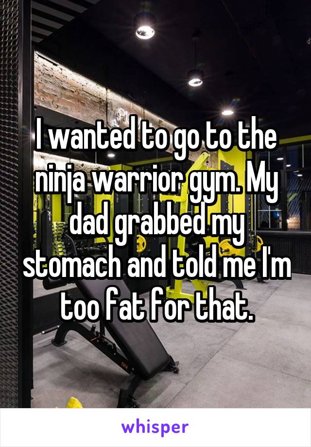 I wanted to go to the ninja warrior gym. My dad grabbed my stomach and told me I'm too fat for that.
