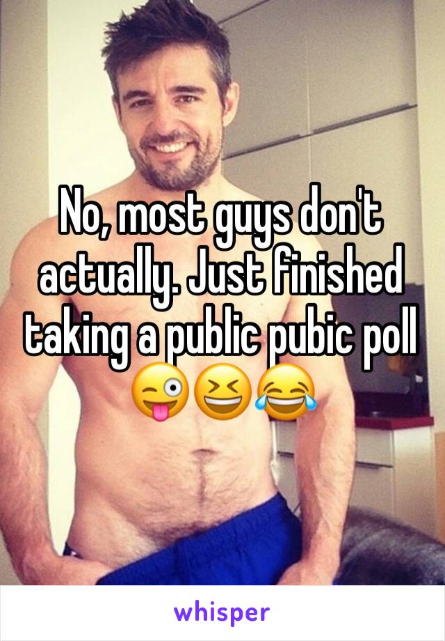 No, most guys don't actually. Just finished taking a public pubic poll 
😜😆😂