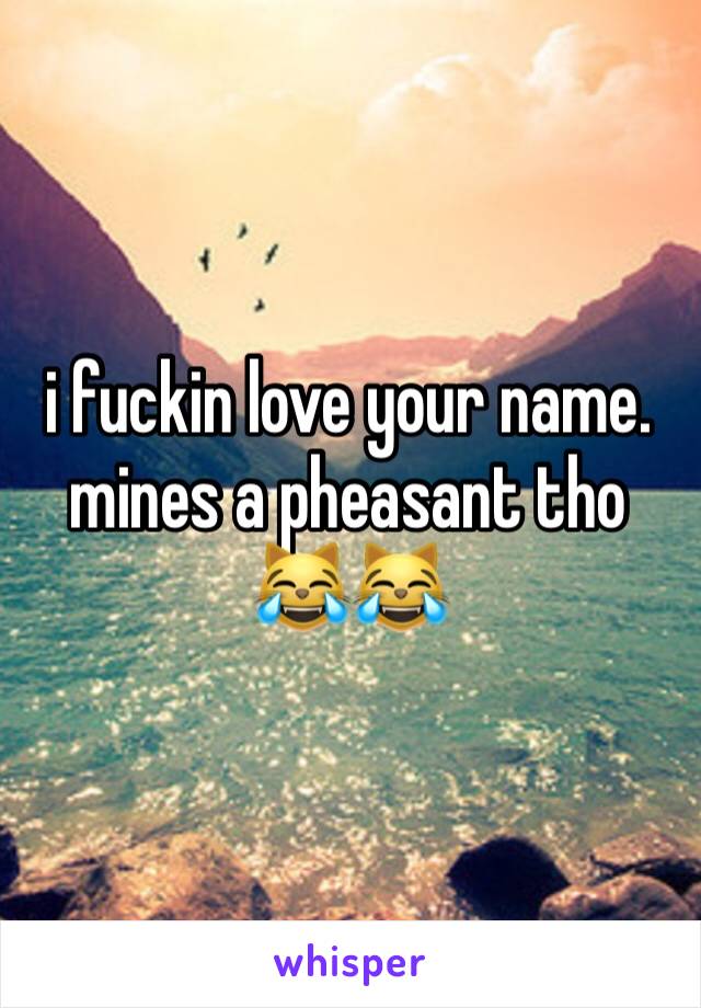 i fuckin love your name. mines a pheasant tho 😹😹