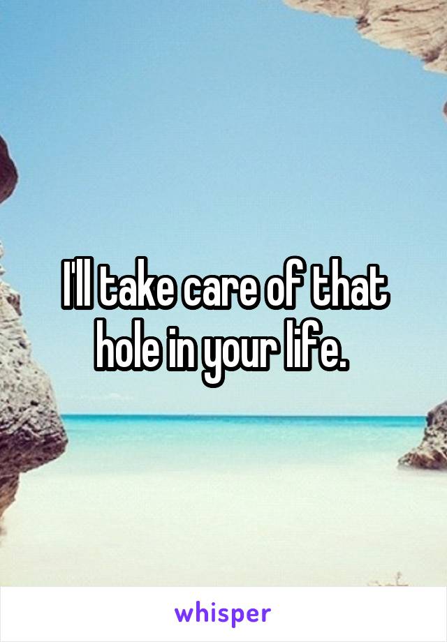 I'll take care of that hole in your life. 