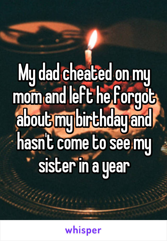 My dad cheated on my mom and left he forgot about my birthday and hasn't come to see my sister in a year