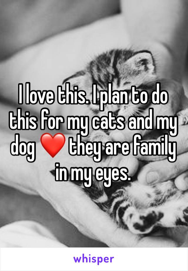 I love this. I plan to do this for my cats and my dog ❤️ they are family in my eyes. 