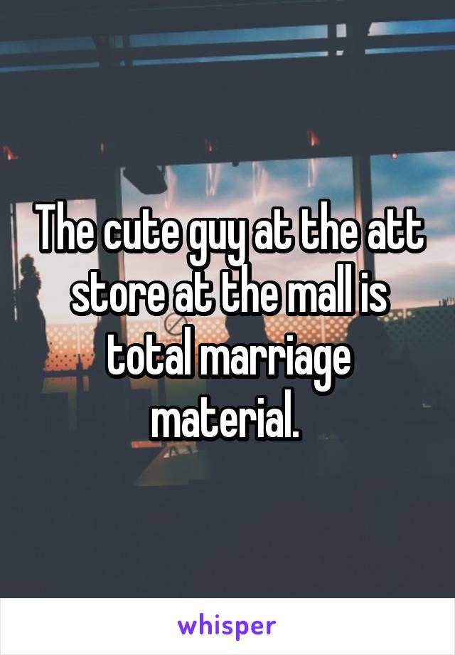 The cute guy at the att store at the mall is total marriage material. 