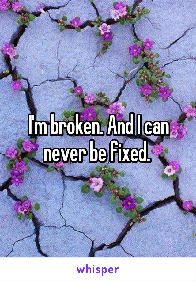 I'm broken. And I can never be fixed. 