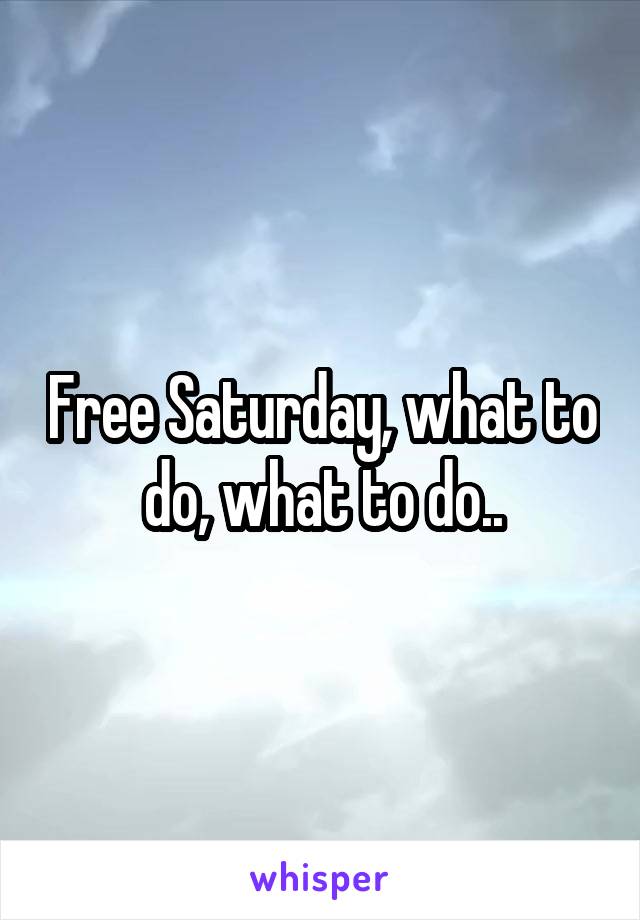 Free Saturday, what to do, what to do..