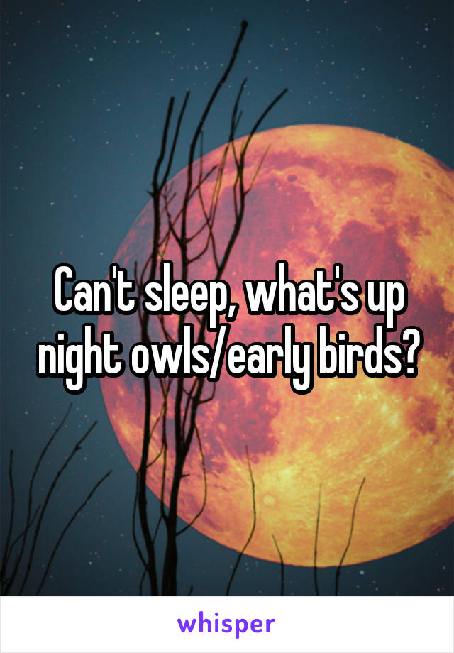 Can't sleep, what's up night owls/early birds?