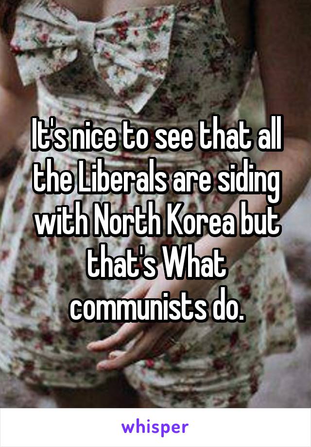 It's nice to see that all the Liberals are siding with North Korea but that's What communists do.
