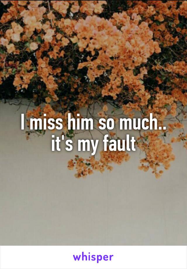 I miss him so much.. it's my fault