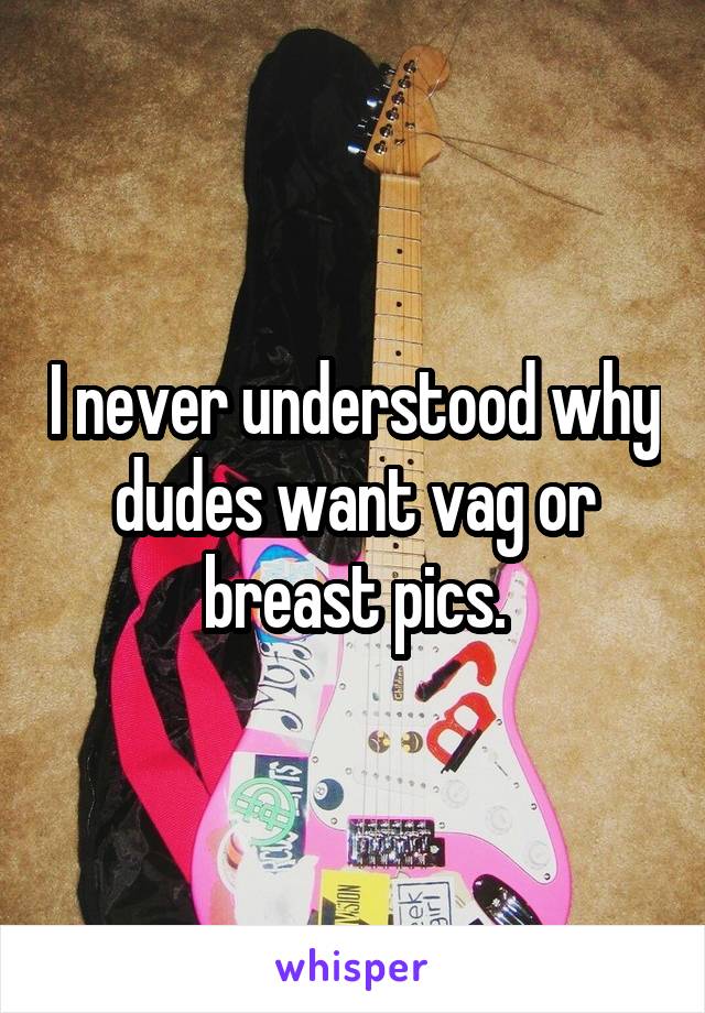 I never understood why dudes want vag or breast pics.
