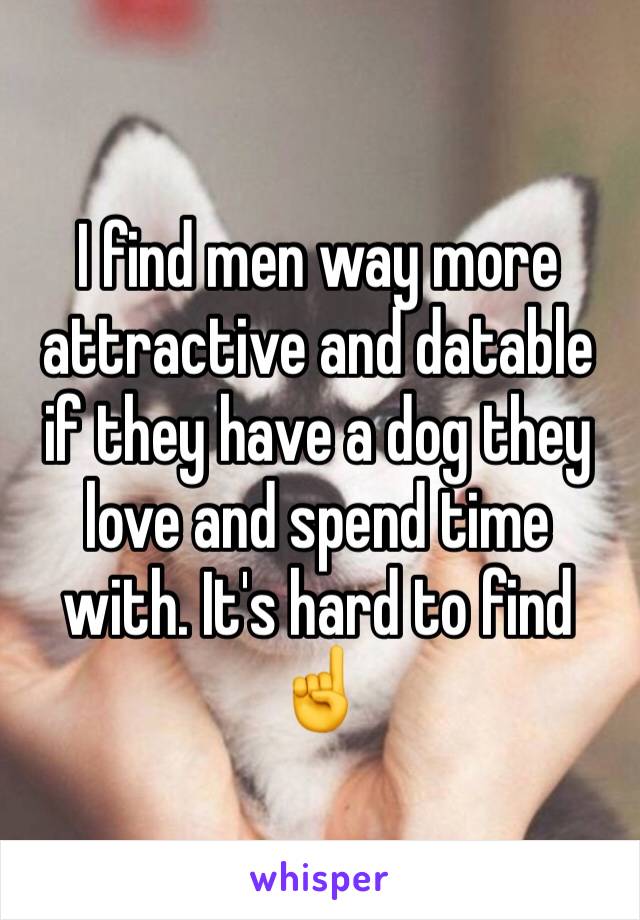 I find men way more attractive and datable if they have a dog they love and spend time with. It's hard to find ☝️