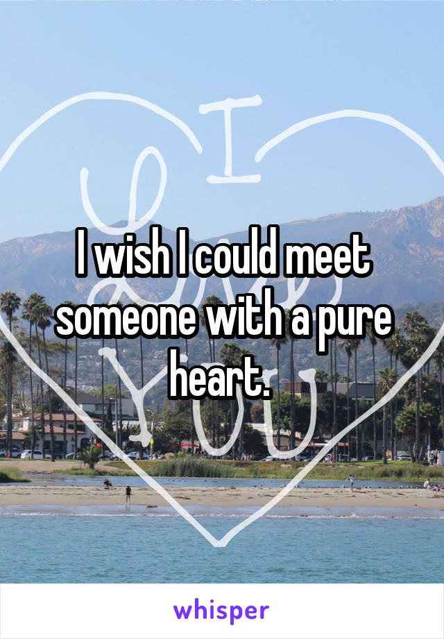 I wish I could meet someone with a pure heart. 