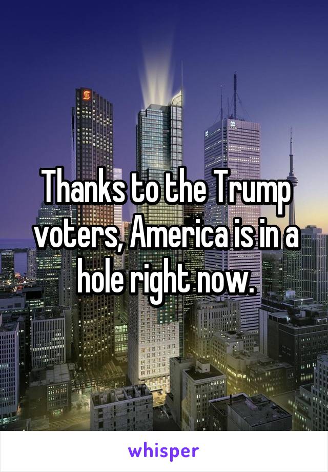 Thanks to the Trump voters, America is in a hole right now.