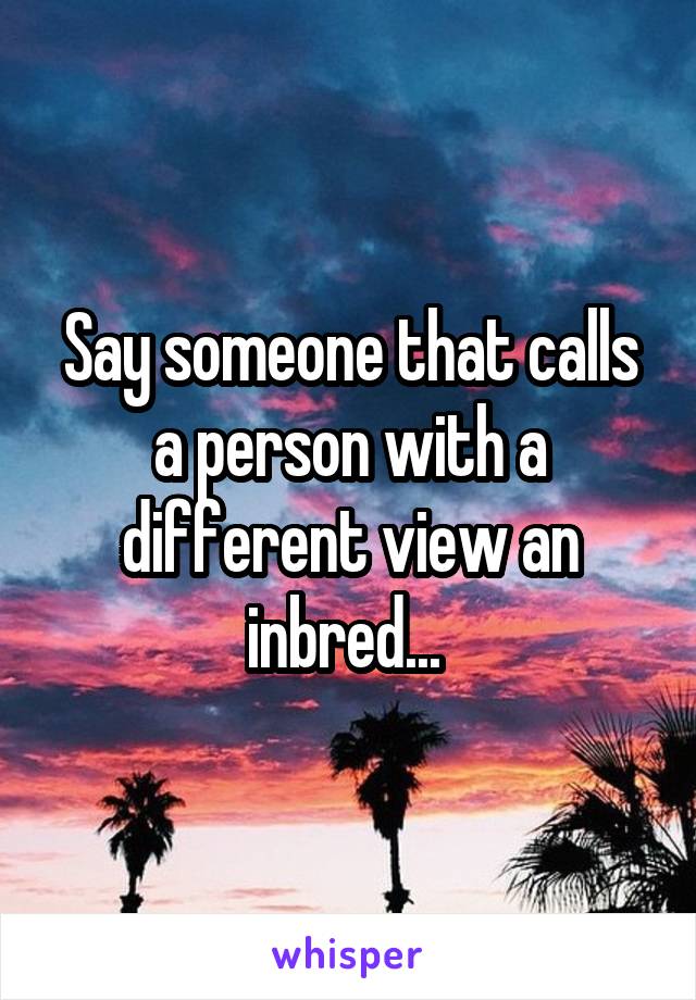 Say someone that calls a person with a different view an inbred... 