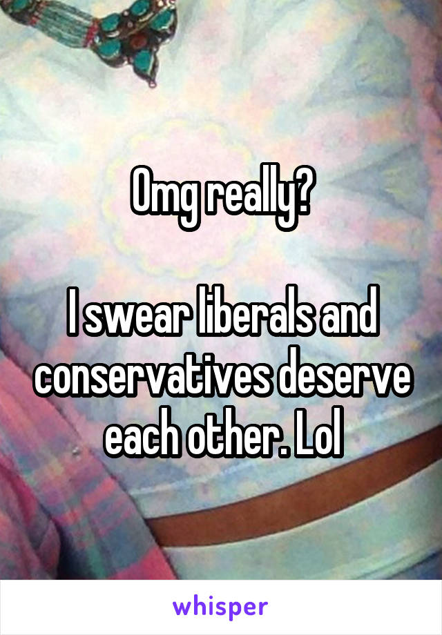 Omg really?

I swear liberals and conservatives deserve each other. Lol