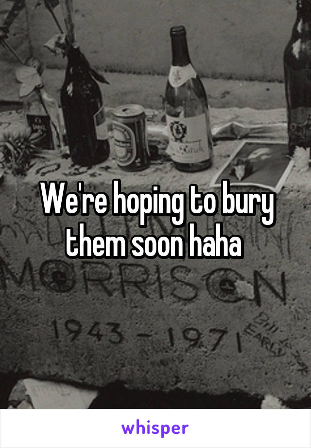 We're hoping to bury them soon haha 